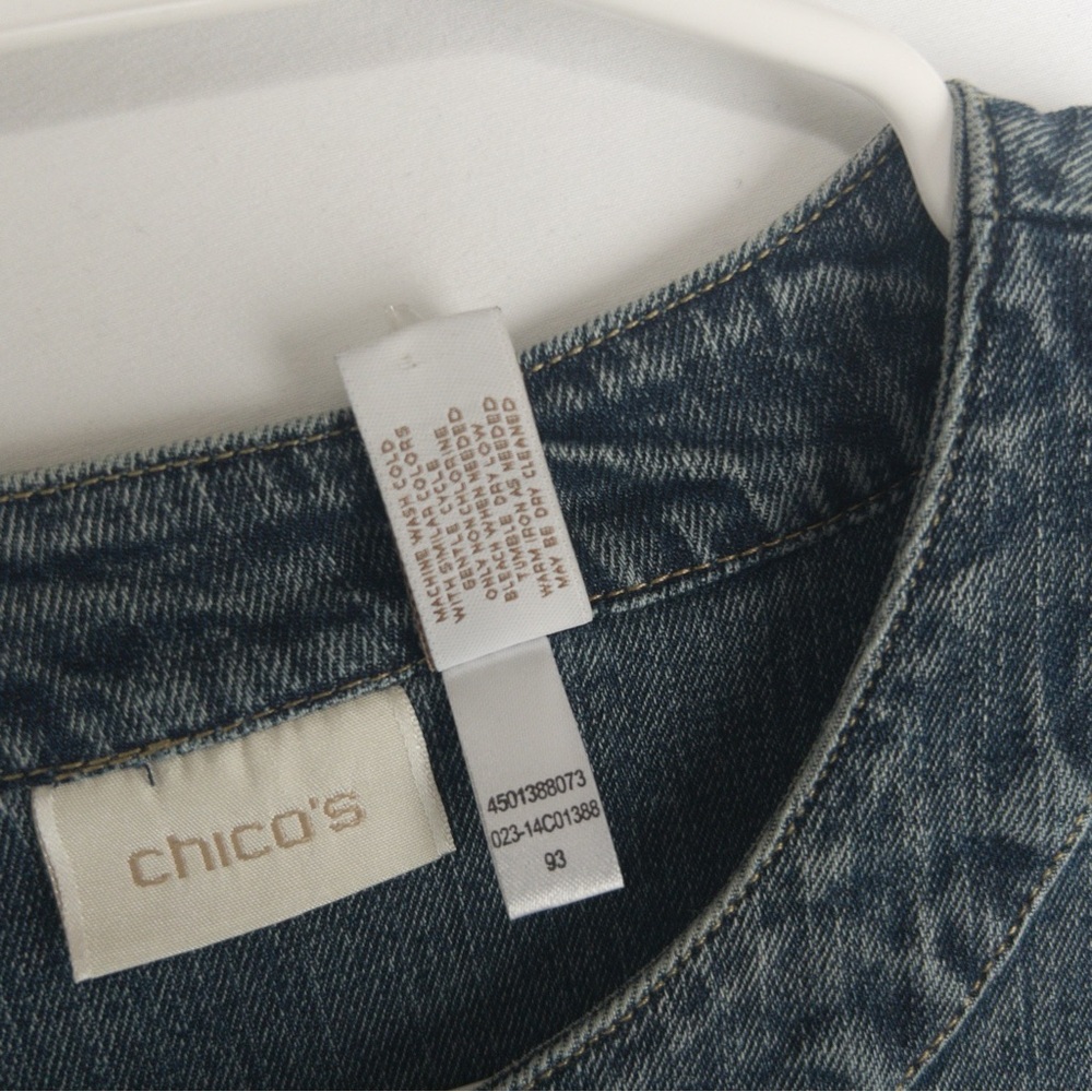 Chicos Unique Blue Jean Jacket Patchwork Denim Me… - image 8